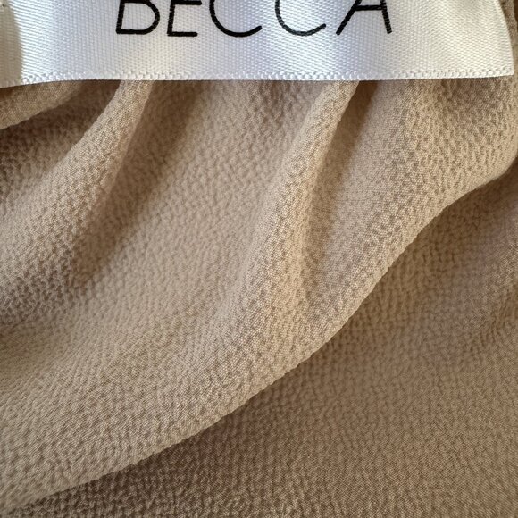 2/$30 Becca M Taupe Beige Textured 3/4 Sleeve Top Tie Detail Polyester - Picture 3 of 13
